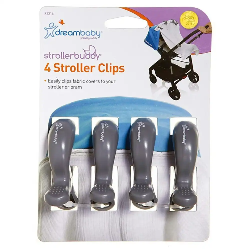 4pc dreambaby Strollerbuddy Blanket Clips Attachment Peg For Stroller/Pram Grey