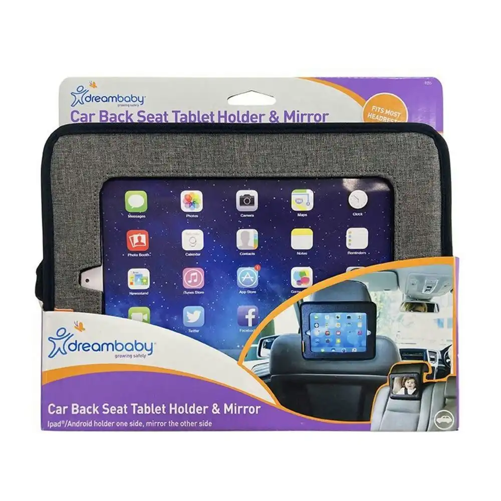 dreambaby Car Back Seat 29cm Holder/Storage Mount w/ Mirror For Tablet/iPad Grey