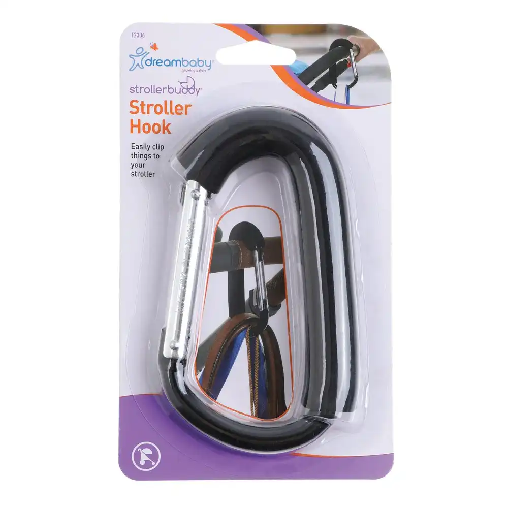 dreambaby Carry Clip Hook Carabiner For Stroller/Pram Shopping Trolleys Black