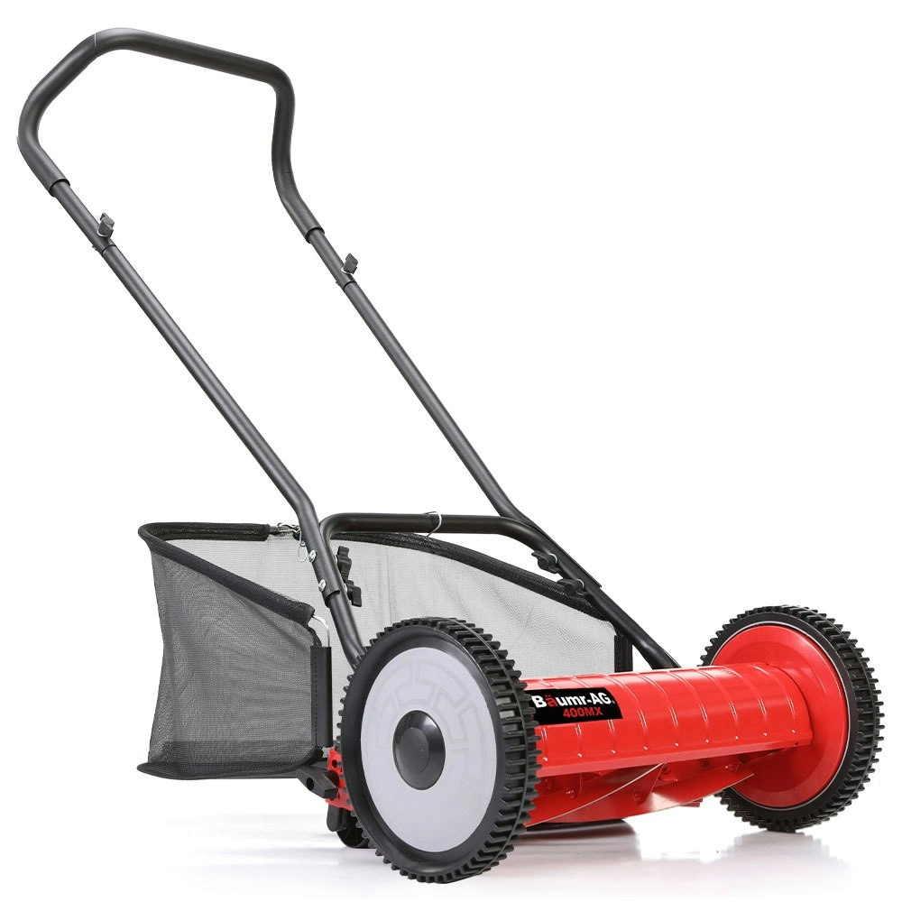 Baumr-AG 400MX 16 Inch Manual Reel Push Lawn Mower, w/ Catcher, 5 Height Settings