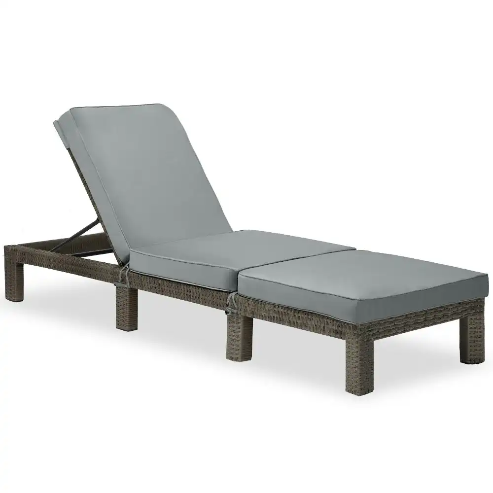 London Rattan Outdoor Sun Lounge, 5 Reclining Positions, Grey