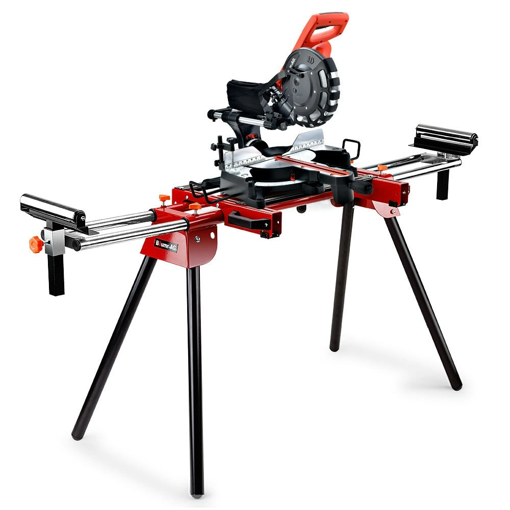 Baumr-AG 254mm Sliding Compound dual Mitre Drop Saw and Adjustable Stand Combo