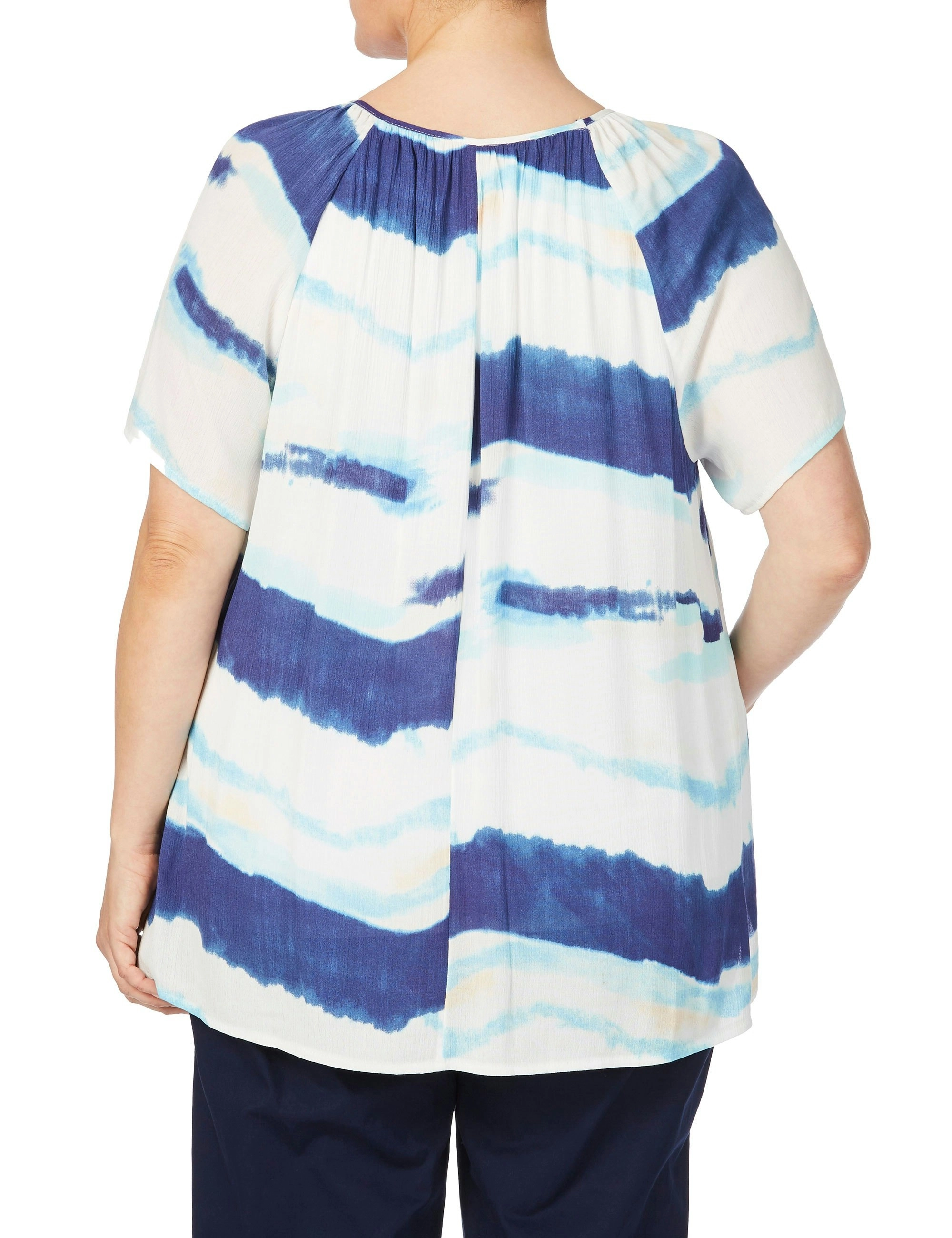 beme Short Sleeve Tie Dye Print Top