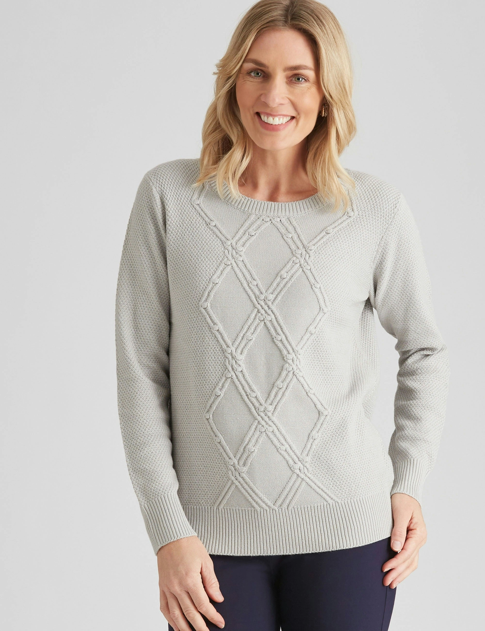 Noni B Bouble Cotton Knitwear Jumper (Silver)