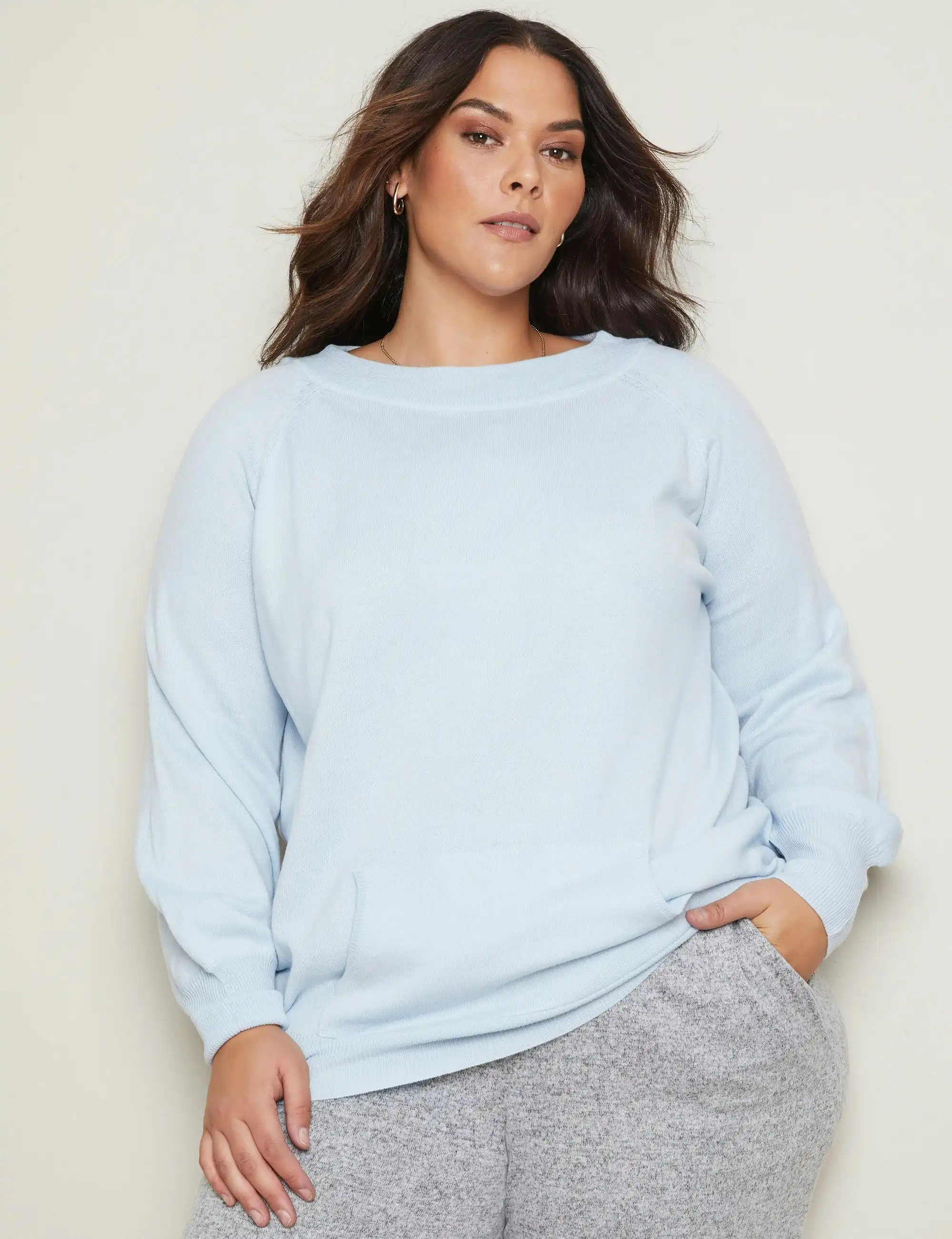 Autograph Long Sleeve Pocket Front Jumper (Baby Blue)