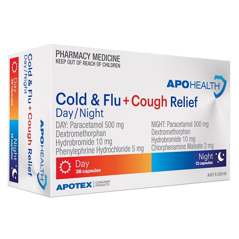 Apohealth Cold & Flu + Cough Relief Day/night 48 Capsules