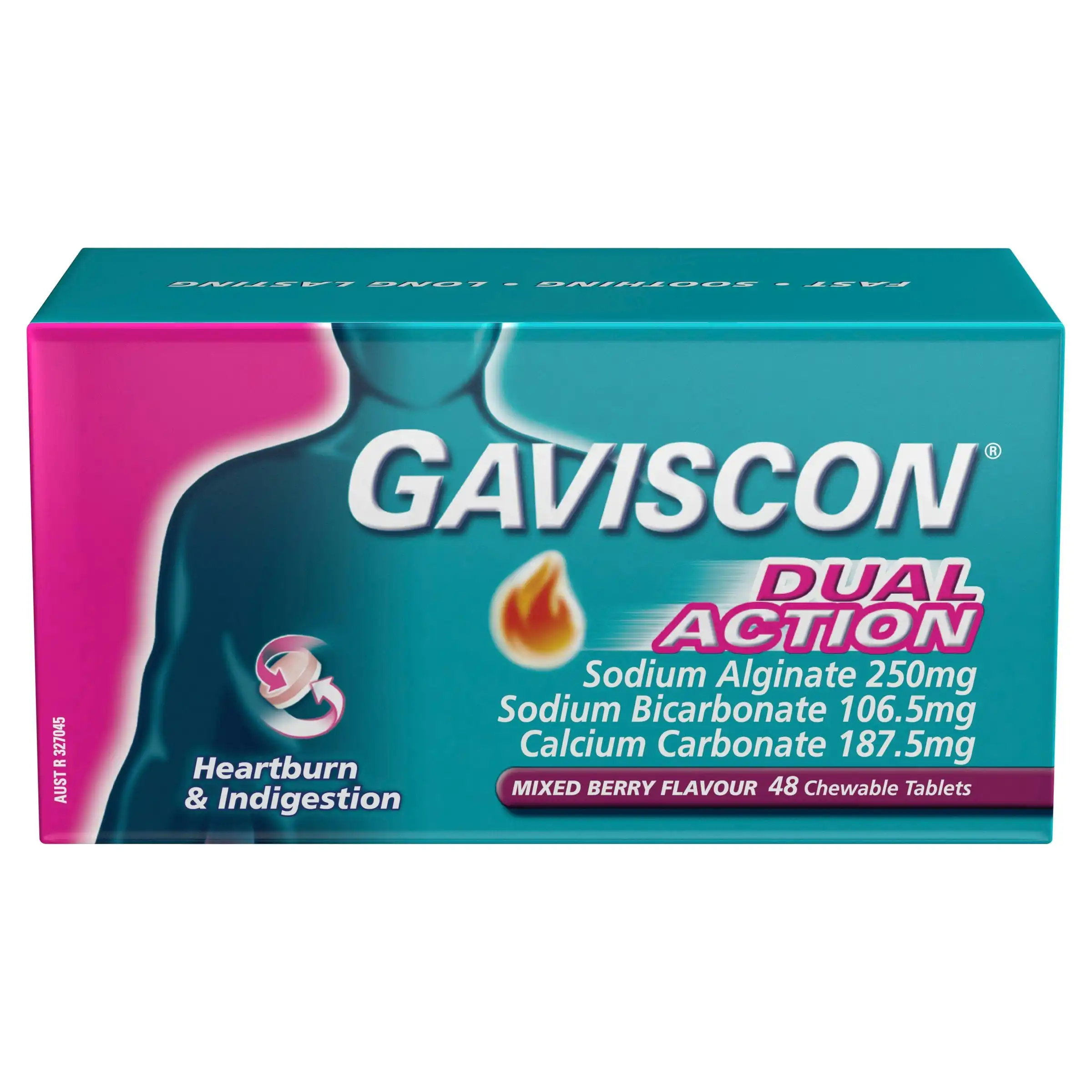 Gaviscon Dual Action Mixed Berry 48 Chewable Tablets