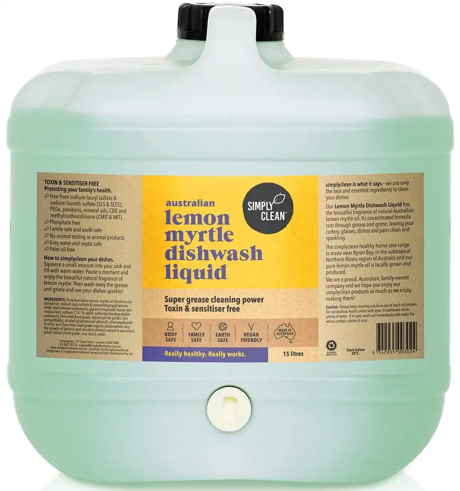 Simply Clean Lemon Myrtle Dishwash Liquid 15L