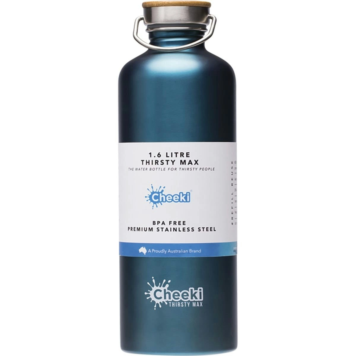 Cheeki Stainless Steel Bottle Teal 'Thirsty Max' 1.6 Litres