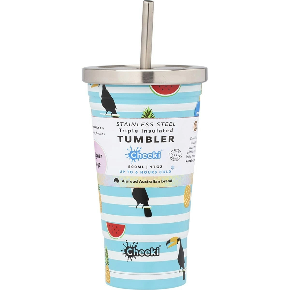 Cheeki Insulated Tumbler Toucan - With S/steel Straw 500ml