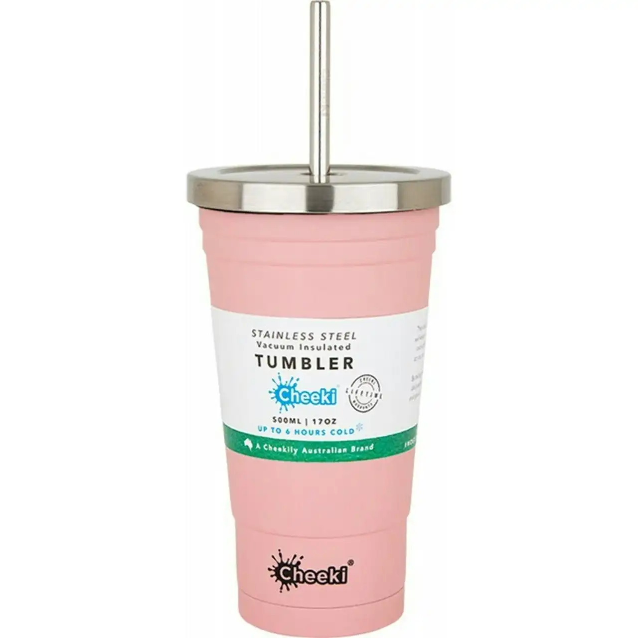 Cheeki Insulated Tumbler Pink - With S/Steel Straw 500ml