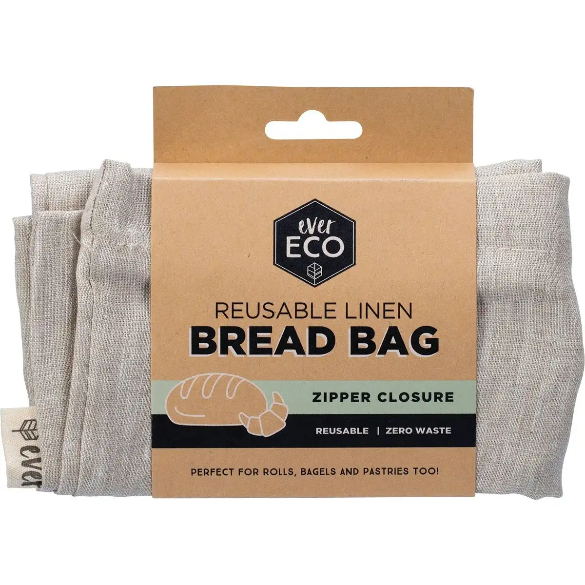 Ever Eco Reusable Linen Bread Bag Zipper Closure (32x40cm) 1