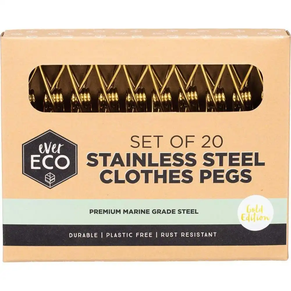 Ever Eco Stainless Steel Clothes Pegs Premium Marine Grade - Gold Edition 20