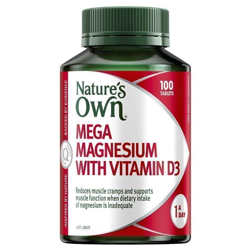 Natures Own Mega Magnesium With Vitamin D3 100 Tablets