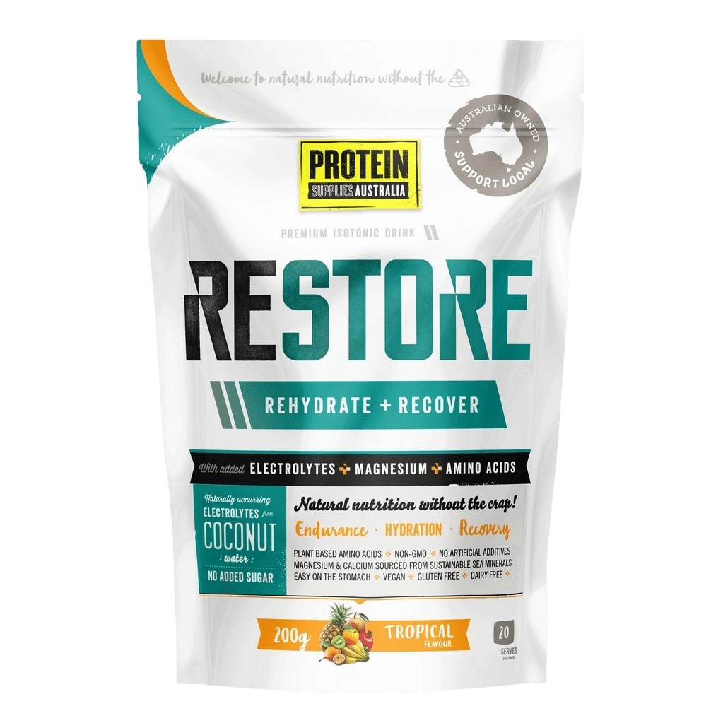 Protein Supplies Australia Restore Hydration Recovery Drink Tropical 200g