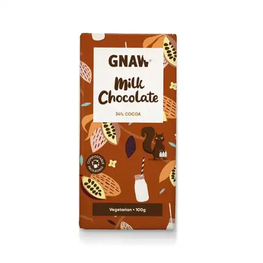 GNAW CHOCOLATE Handcrafted Milk Chocolate 100g 12PK