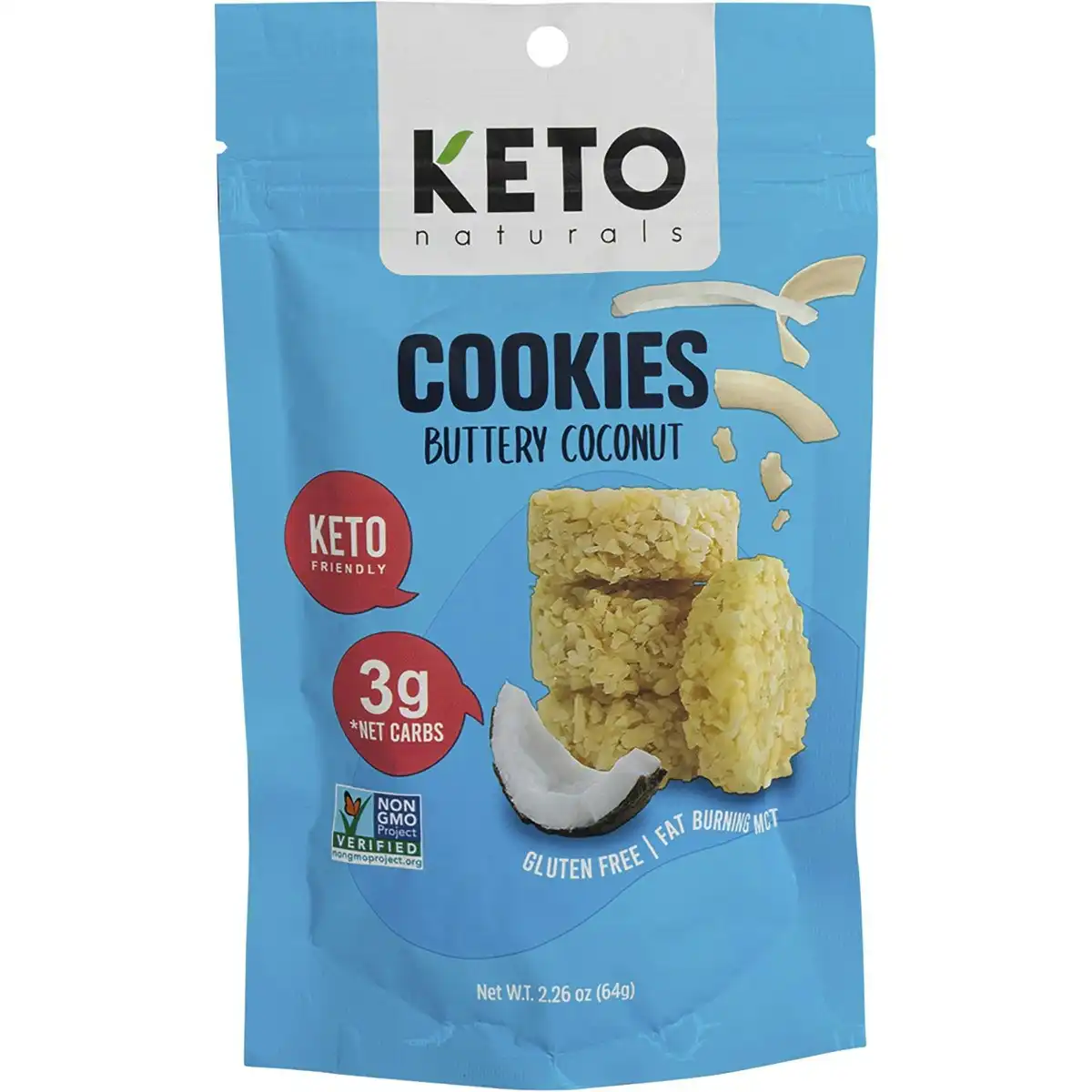Keto Naturals Cookies Buttery Coconut 64g 8PK