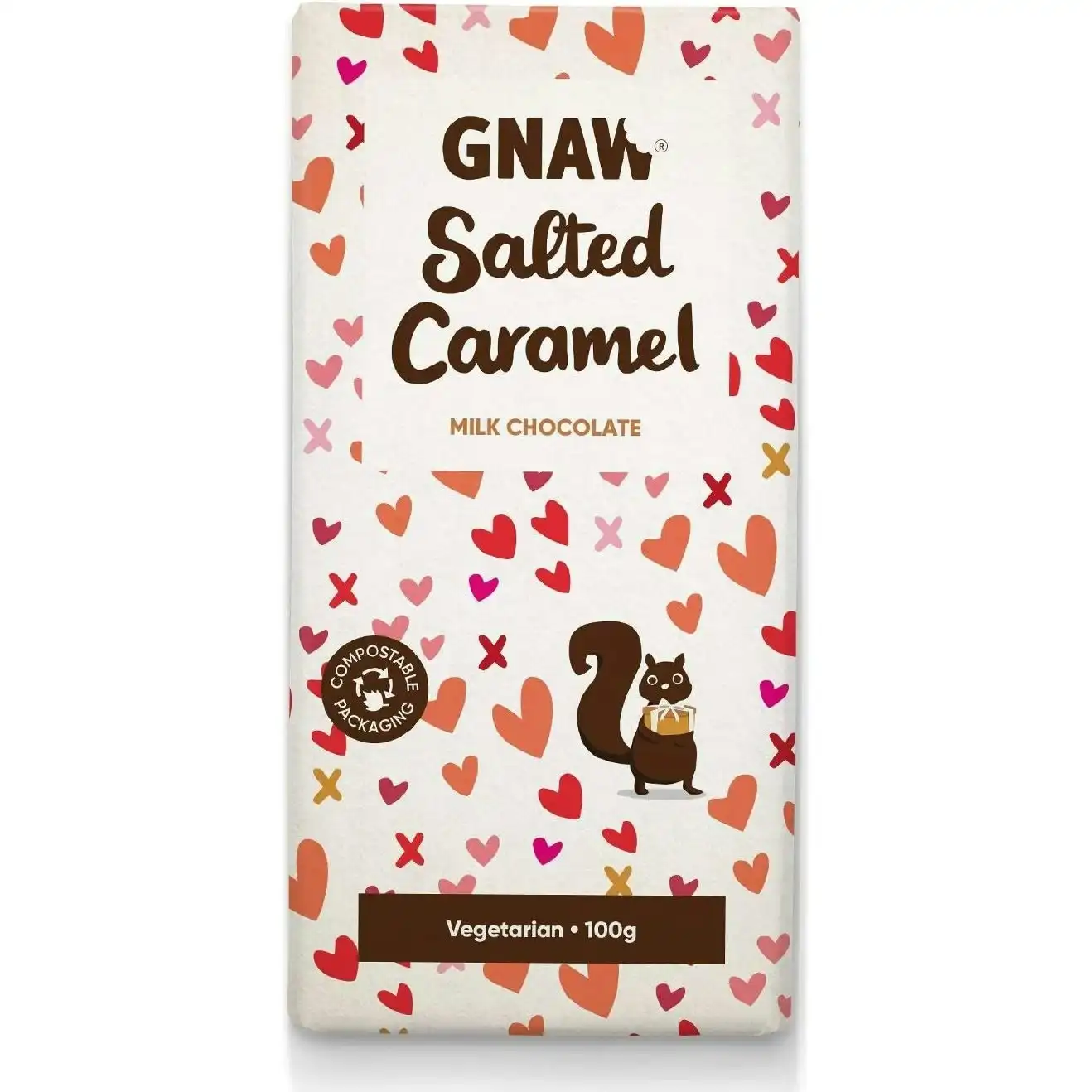GNAW CHOCOLATE Handcrafted Milk Chocolate Salted Caramel 100g 12PK