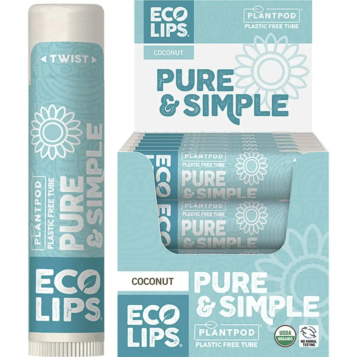 Eco Lips Lip Balm Pure & Simple - Coconut 4.25g 24PK