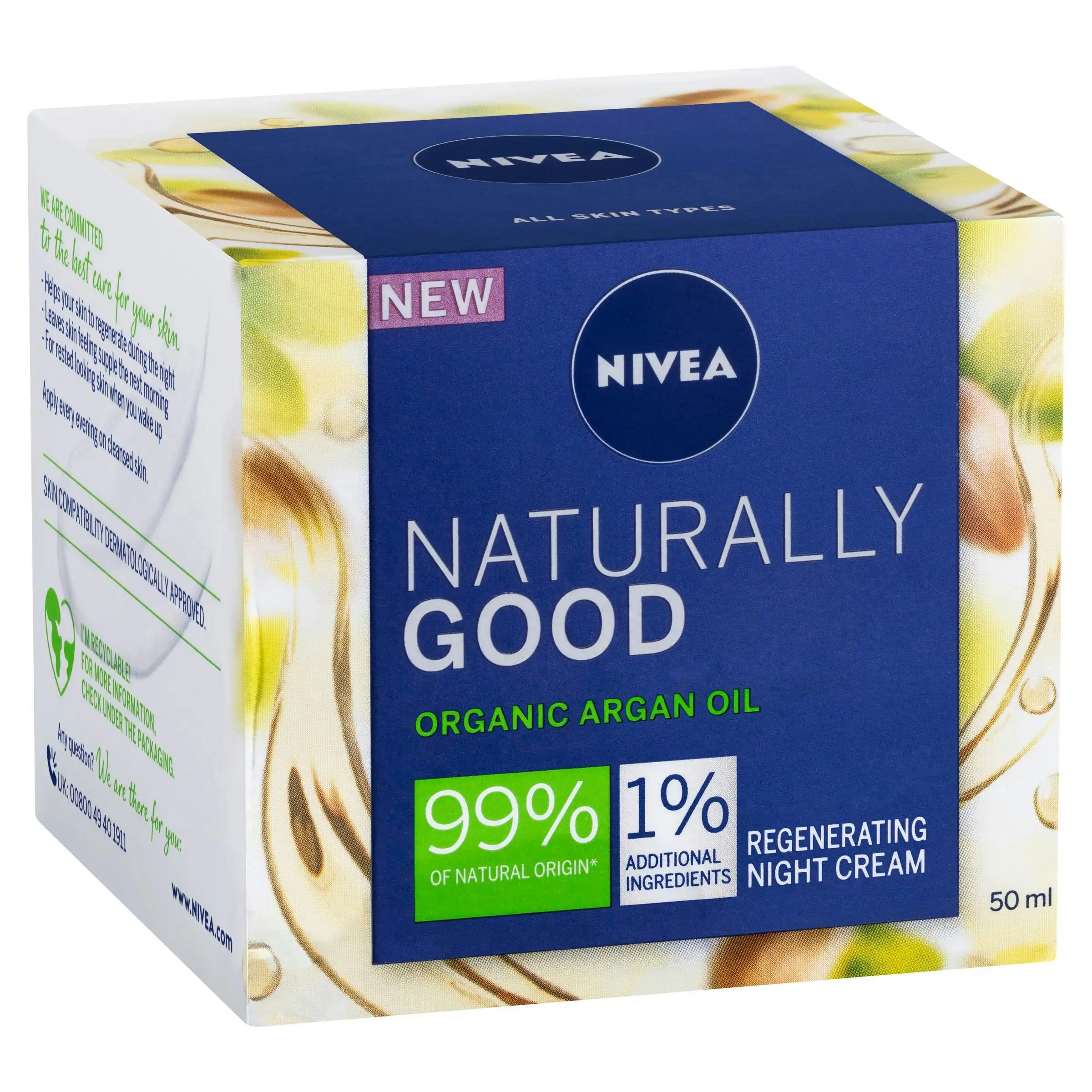 Nivea Naturally Good Regenerating Face Night Cream with Argan Oil 50ml