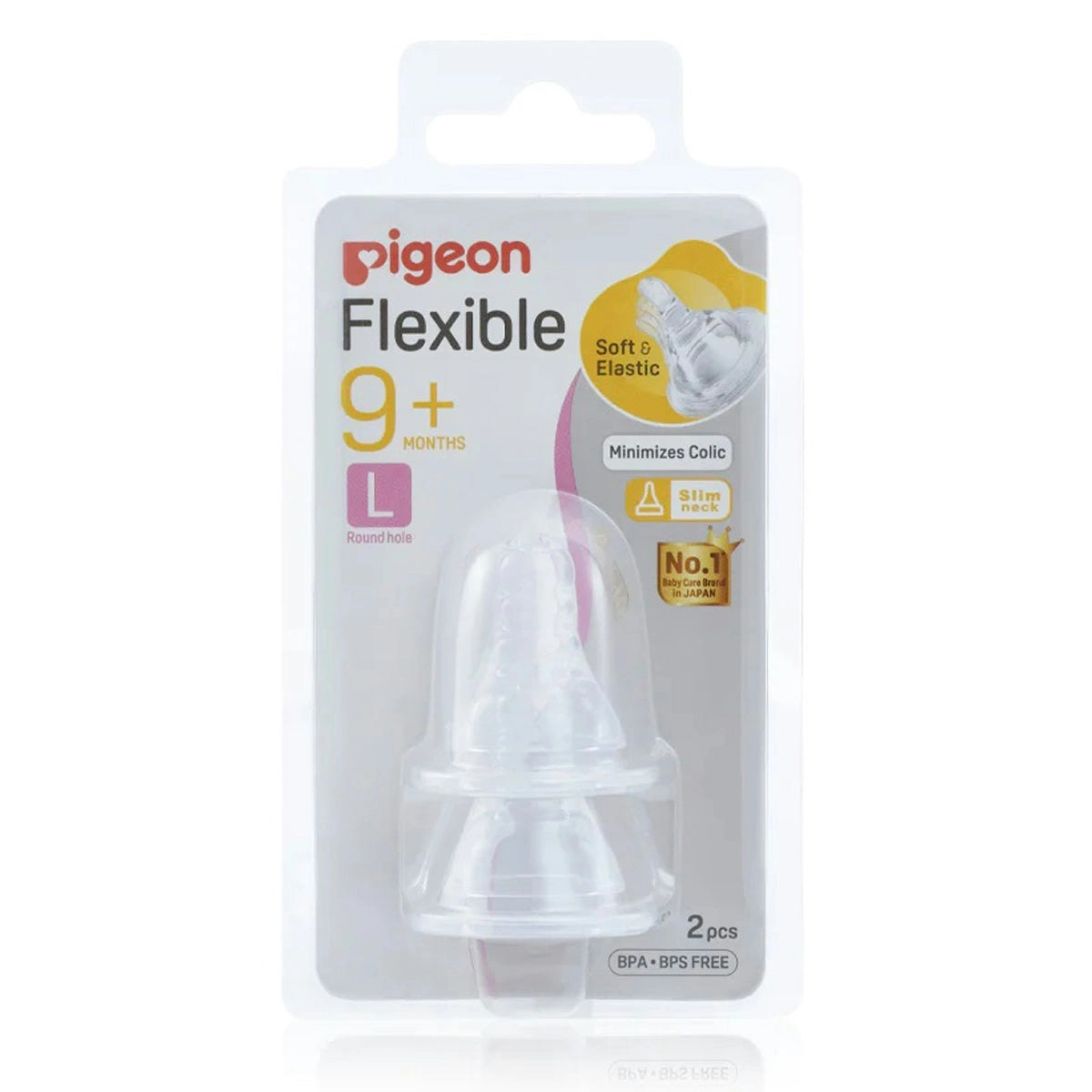 PIGEON Peristaltic Slim Neck Teat Large 2 Pack