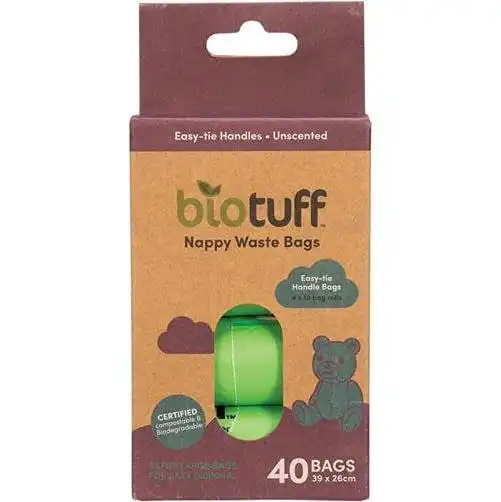 Biotuff Nappy Waste Bags Refill 4 X 10 Bag Rolls 40