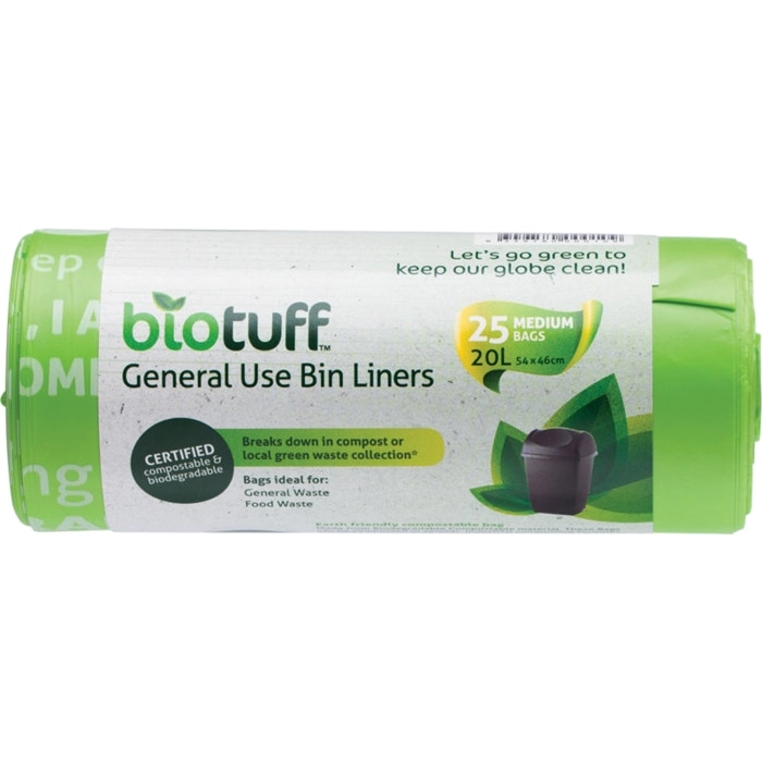 Biotuff General Use Bin Liners Medium Bags - 20 Litres x 25