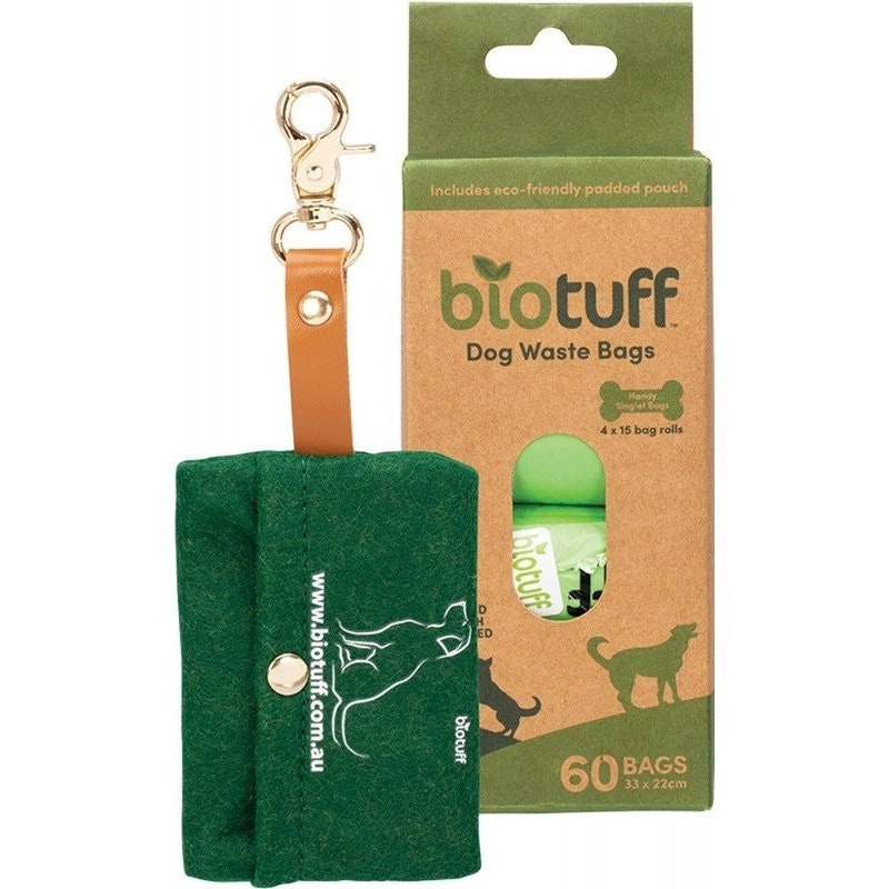 Biotuff Dog Waste Bags & Dispenser 4 X 15 Bag Rolls 60