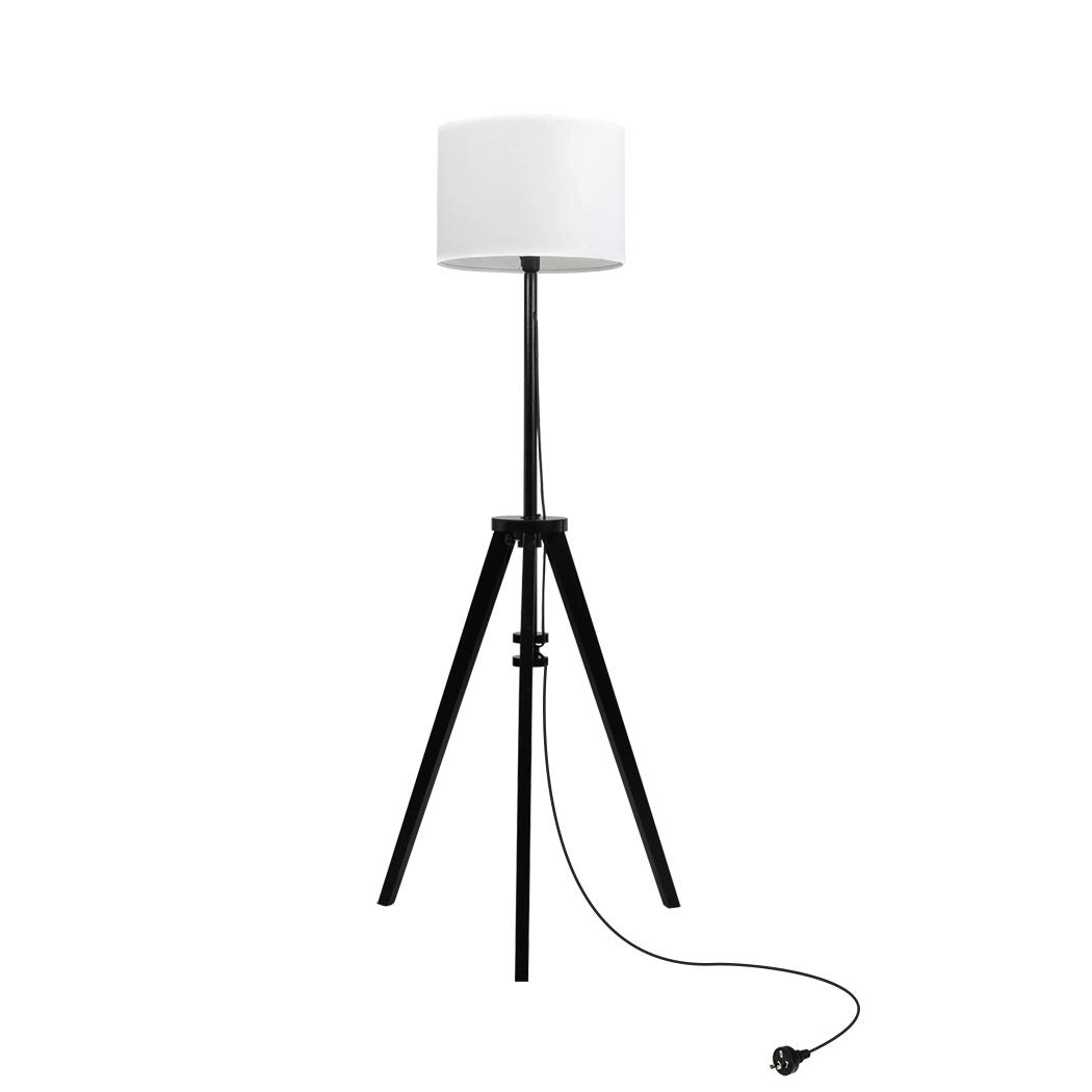 Emitto Wooden Floor Lamp Modern Tripod Shaded Night Light Adjustable Home Decor