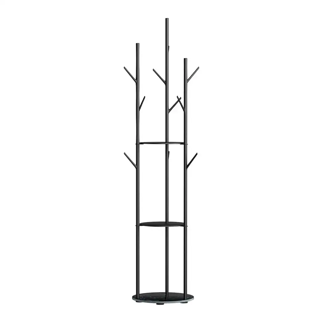 Levede Coat Rack Hat Clothes Stand Hanger Garment Hook Tree Rail Organizer Black