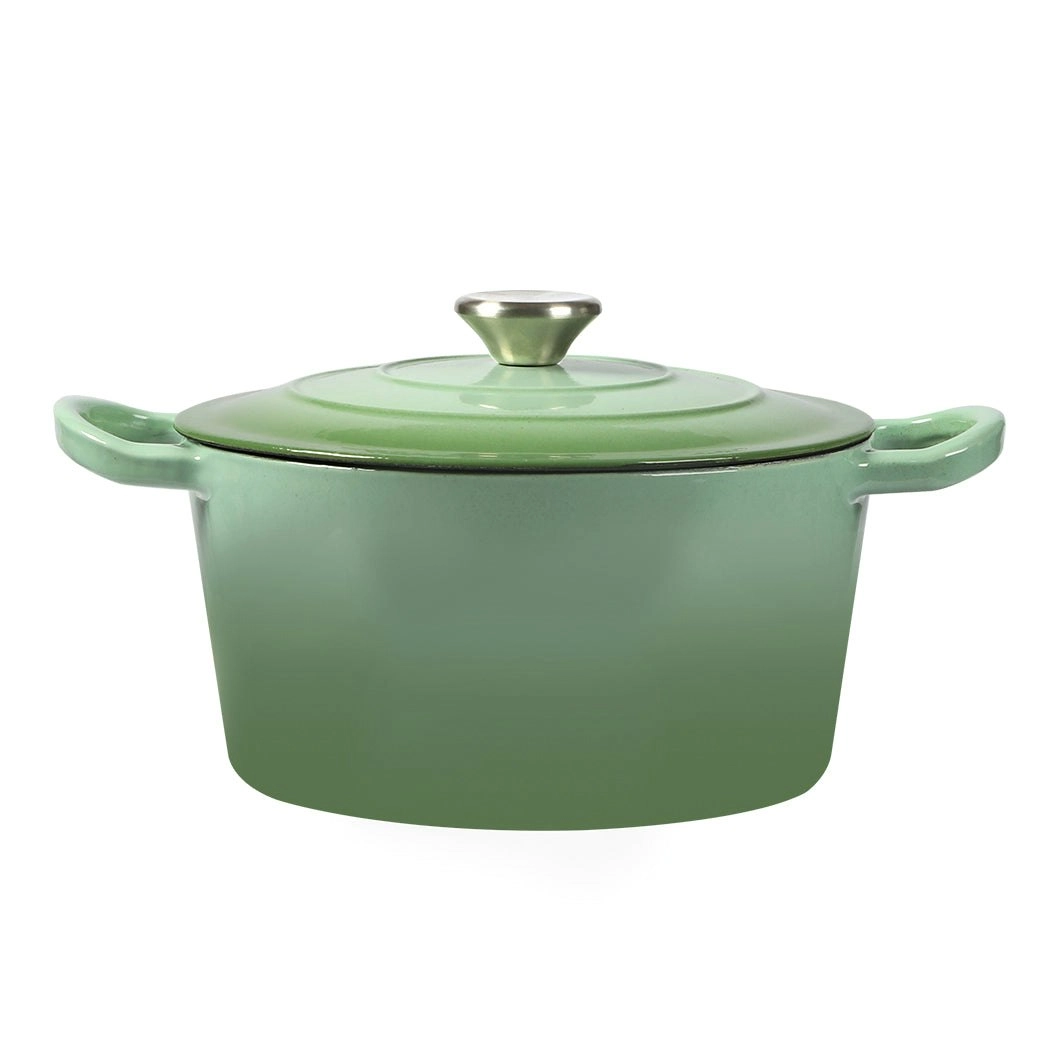 Toque Cast Iron Dutch Oven Frying Pan Enamel Casserole Pot with Lid 4L Green