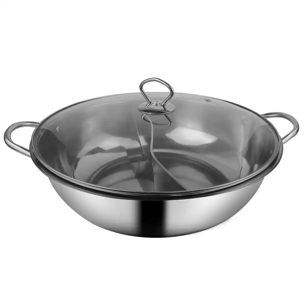 Toque Stainless Steel Twin Mandarin Hot Pot Induction Hotpot Cooker Cookware Lid (KT0199-1_1)