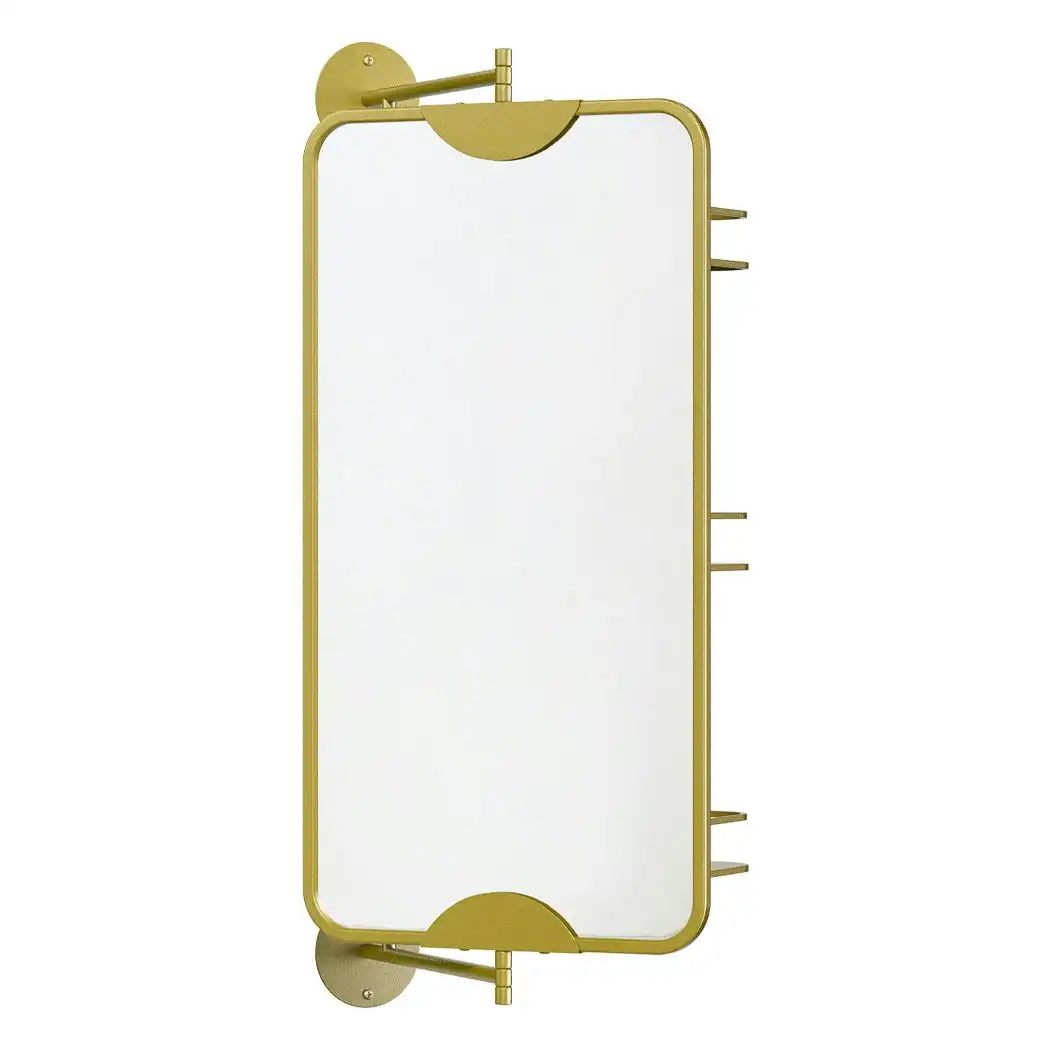 Yezi Bathroom Mirror Cabinet 360Â° Swivel Wall Mirrors Double-side Gold Rectangle