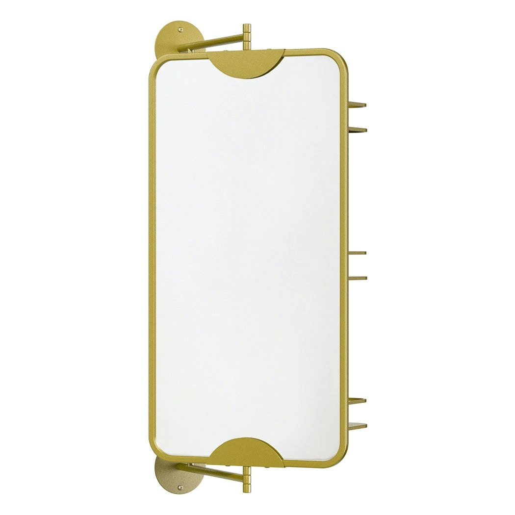 Yezi Bathroom Mirror Cabinet 360° Swivel Wall Mirrors Double-side Gold Rectangle