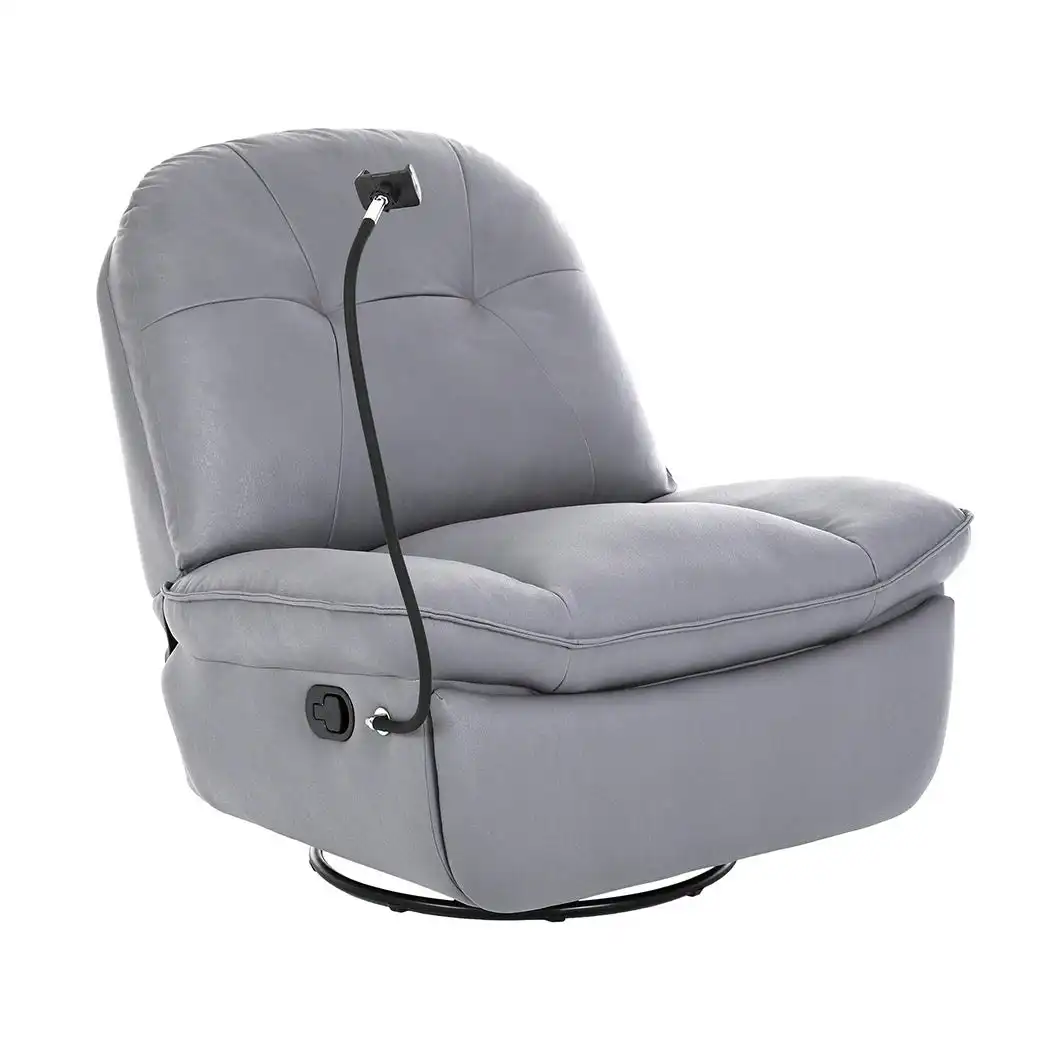 Levede Recliner Chair Lounge 360Â° Swivel Rocker Sofa Comfy Armchair Lounge Grey