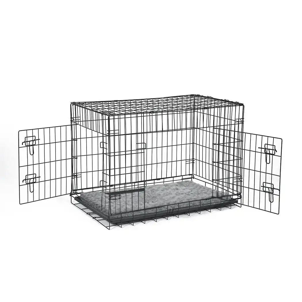 Pawz Pet Dog Cage Crate Metal Carrier Portable Kennel With Bed 42"