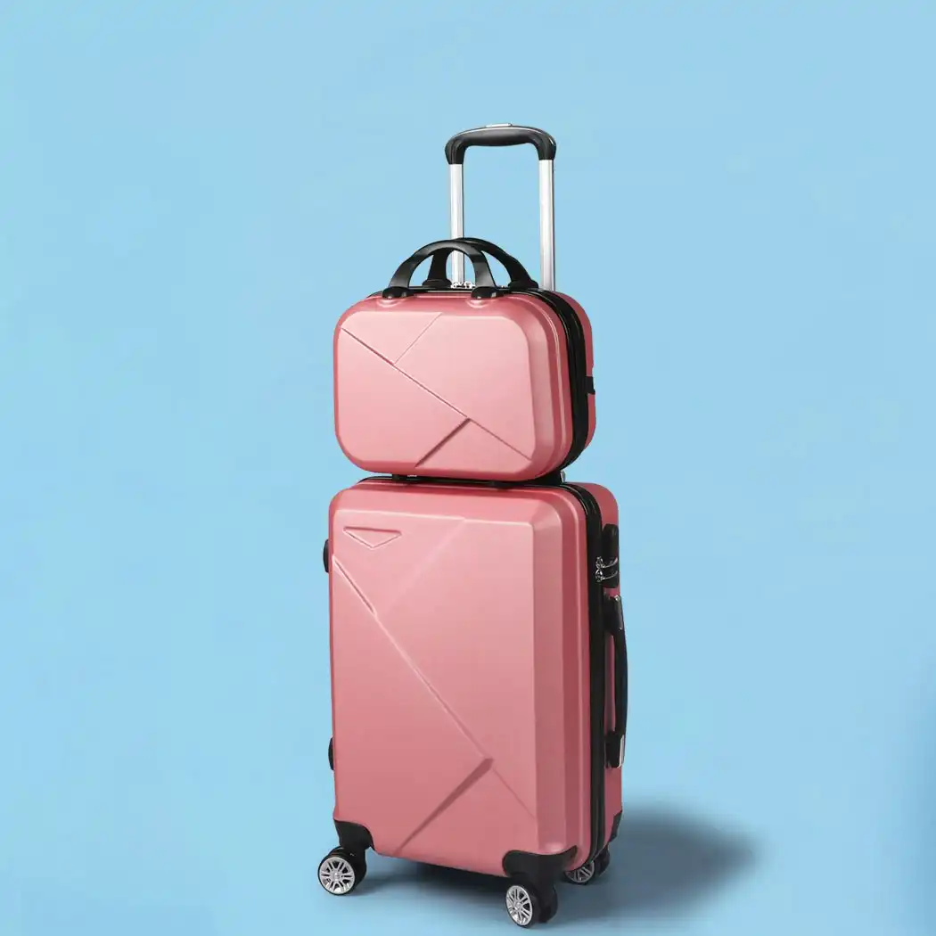 Slimbridge 2pcs 20"Travel Luggage Set 12"Hand Carry On Bag Suitcase Case Navy