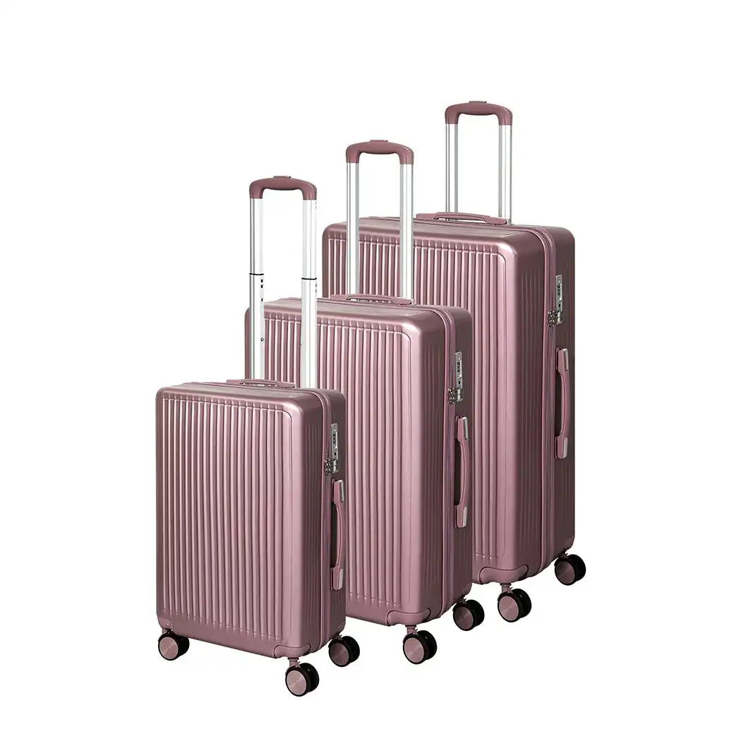 Slimbridge Luggage Suitcase Trolley Set Travel TSA 3pc 20"+24"+28" Rose Gold
