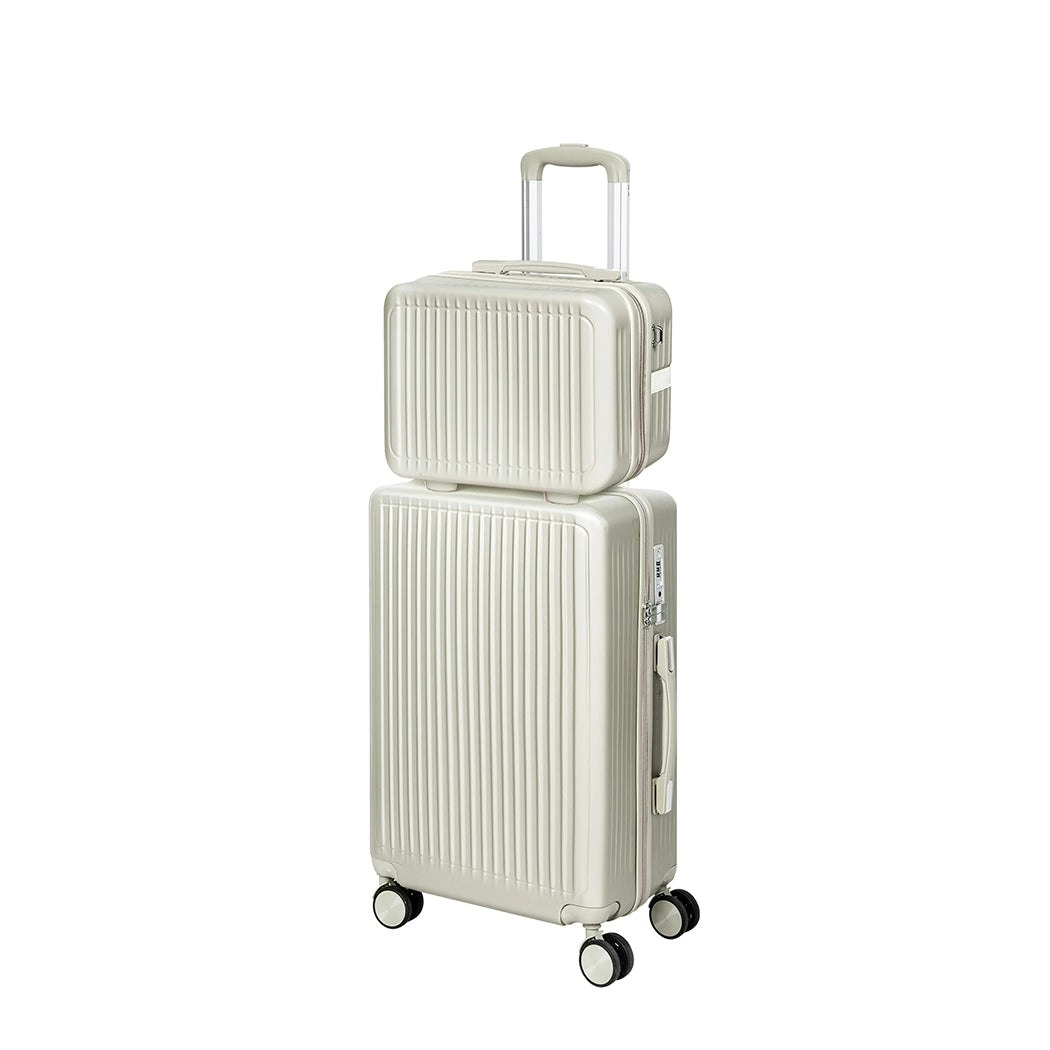 Slimbridge Luggage Suitcase Trolley Set Travel Lightweight 2pc 14"+20" White