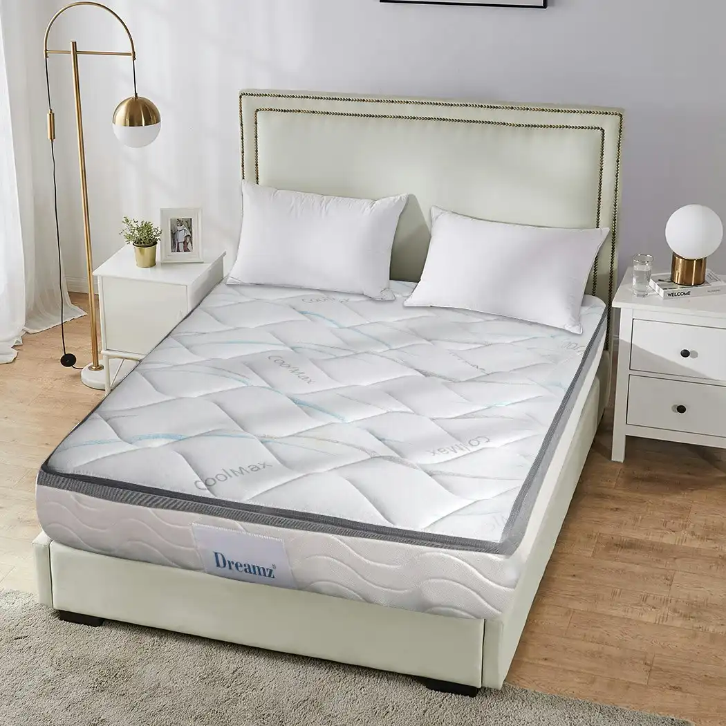 Dreamz Spring Mattress Bed Pocket Tight Top Foam Medium Firm Single Size 25CM