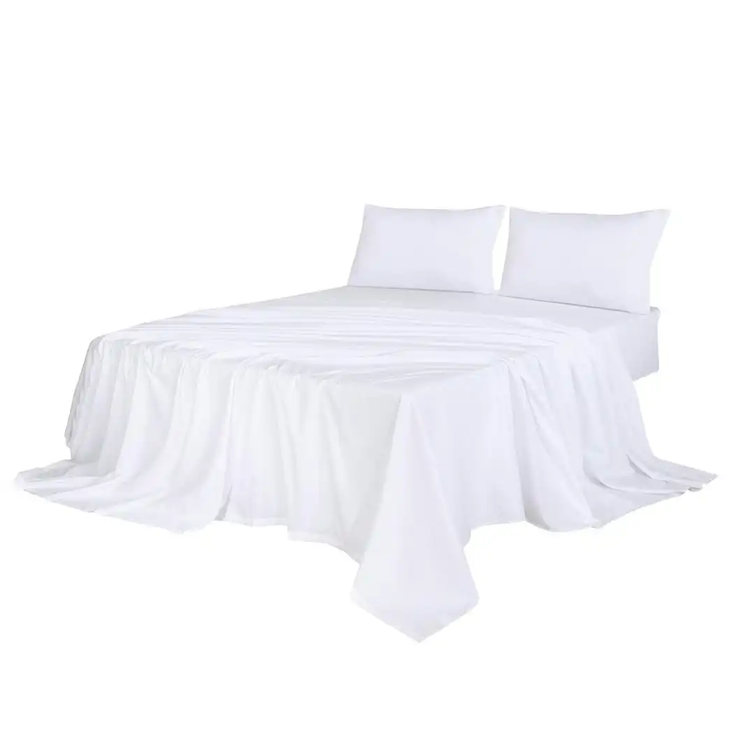 Dreamz Fitted Sheet Set Pillowcase Bamboo Double White Summer 4PCS