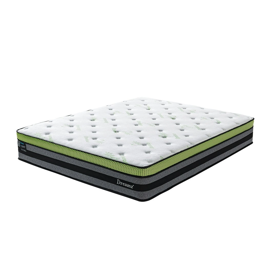 Dreamz Queen Cooling Mattress Pocket Spring Euro Top Bed Foam 7 Zone 30cm