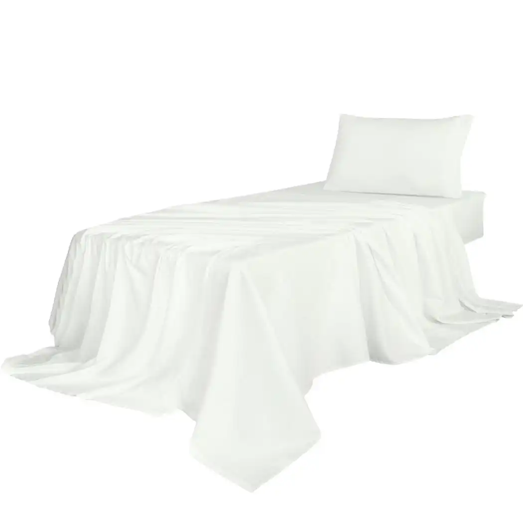 Dreamz Fitted Sheet Set Pillowcase Bamboo King Single White 3PCS