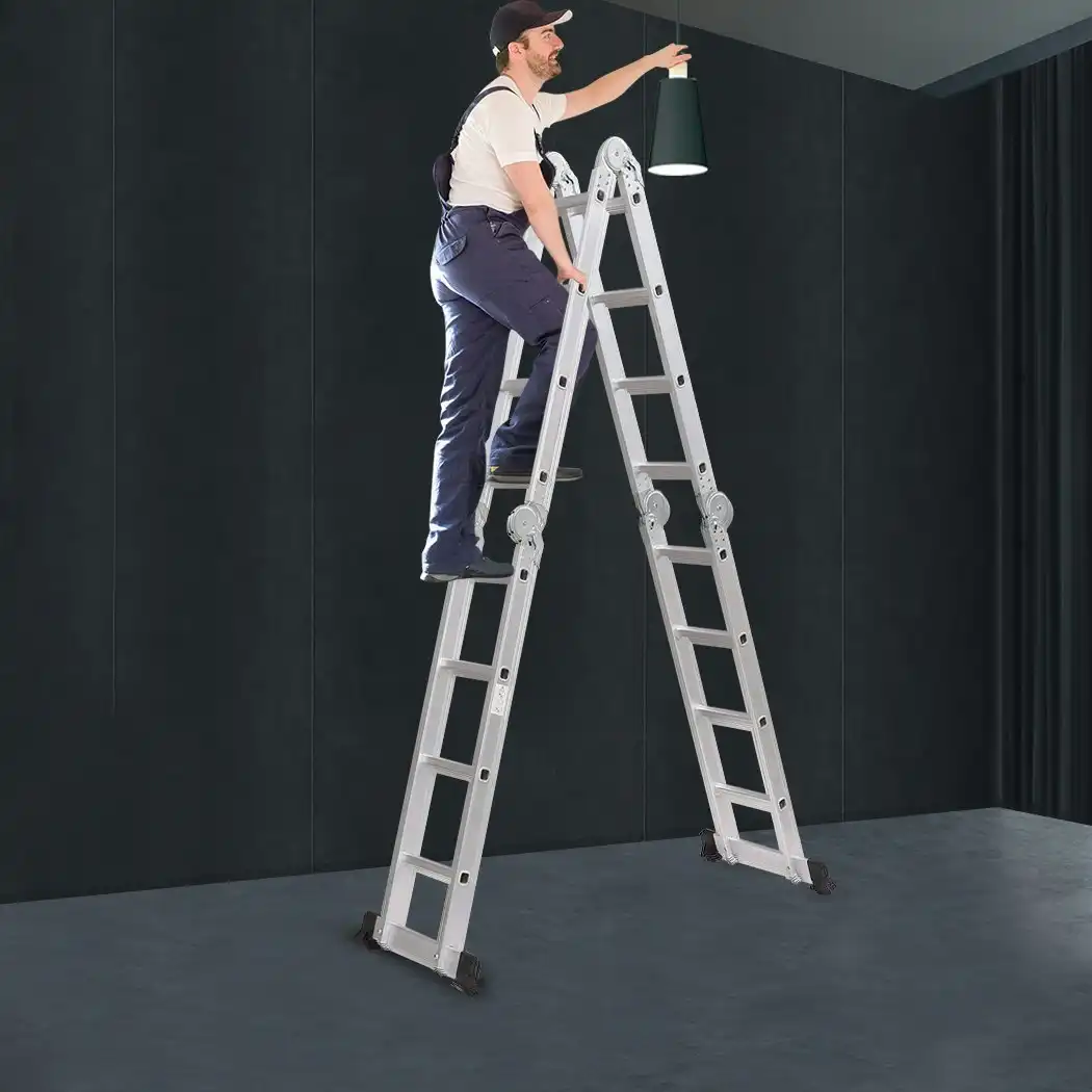 Traderight Multi Purpose Ladder Aluminium Folding Platform Extension Step 4.7M (HW0038-470)