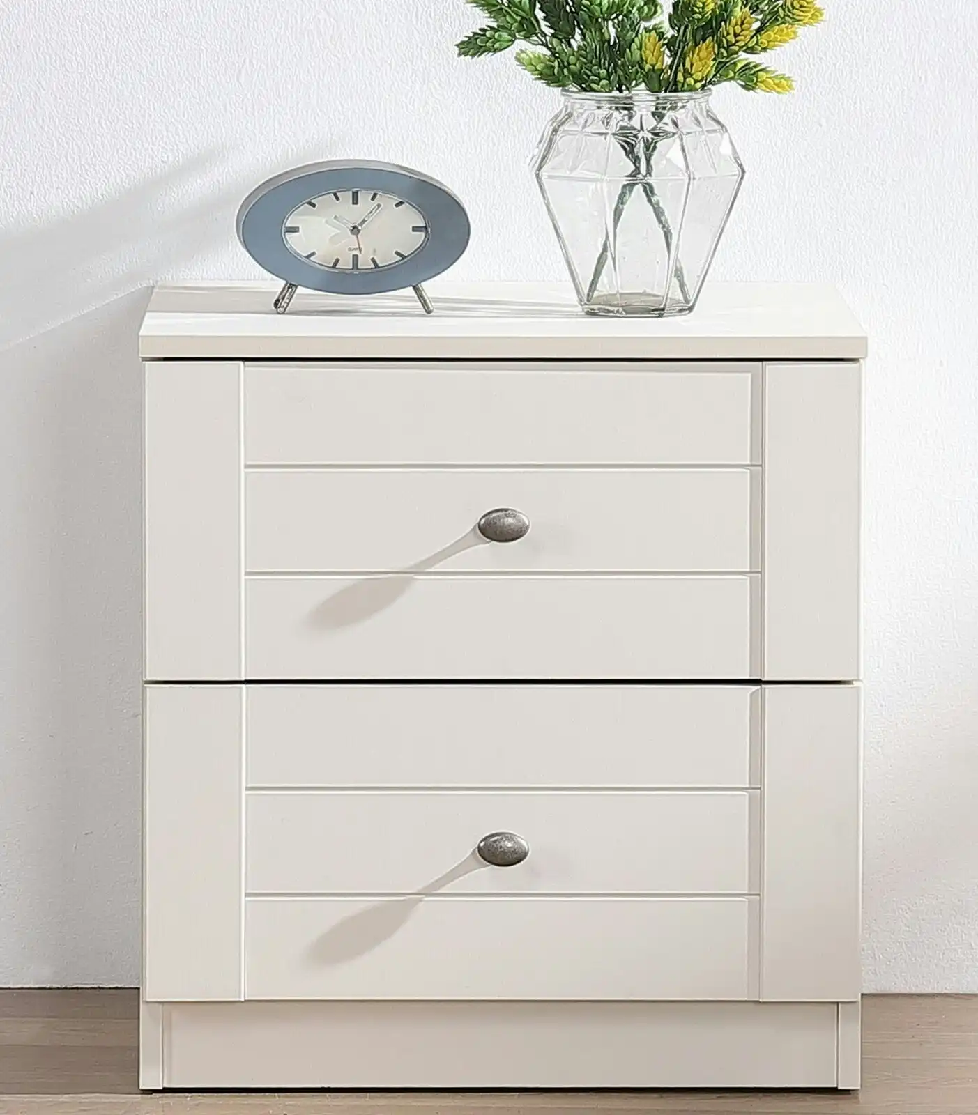 HARRIET Bedside Table Chest Of 2 Drawers White