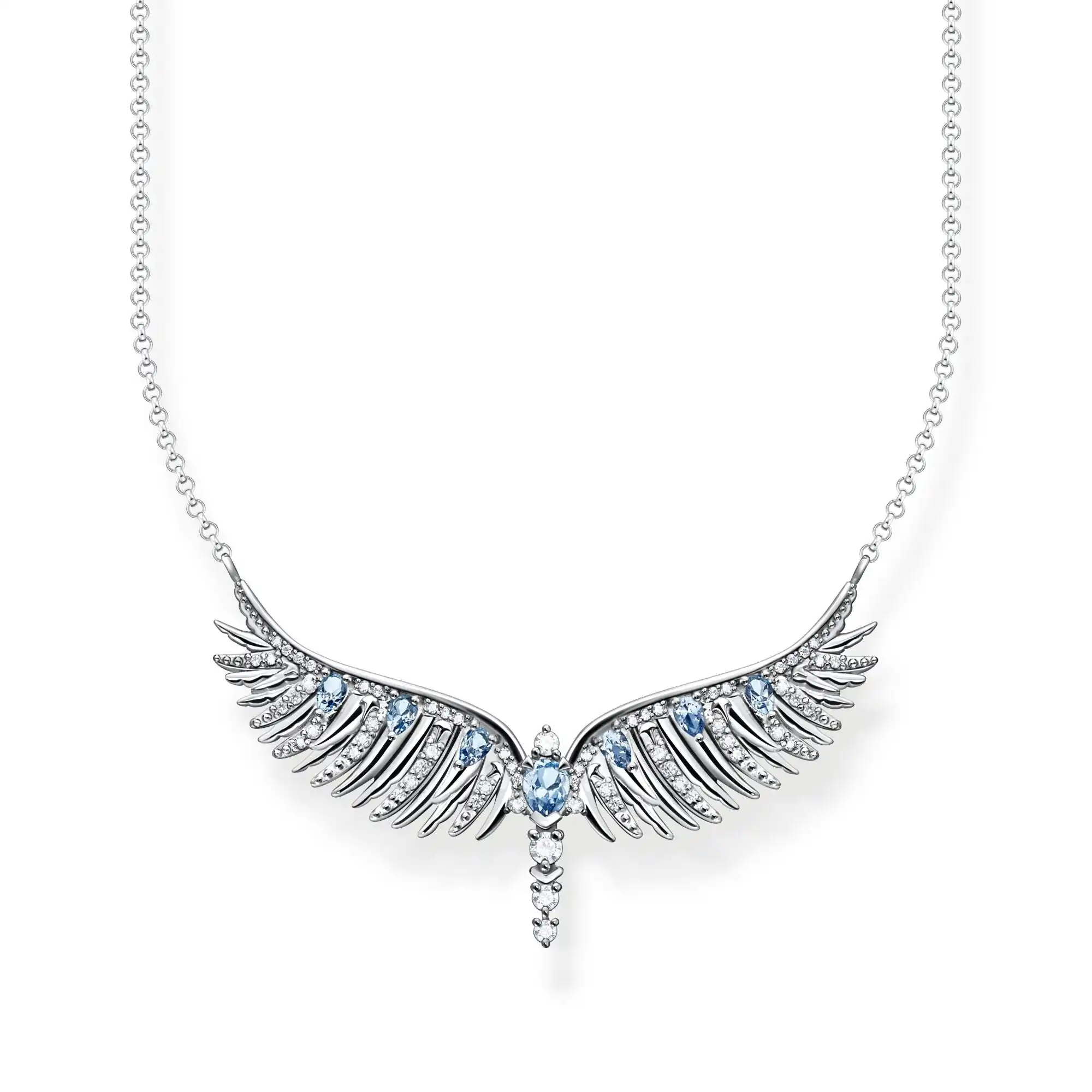 Thomas Sabo Necklace phoenix wing with blue stones silver