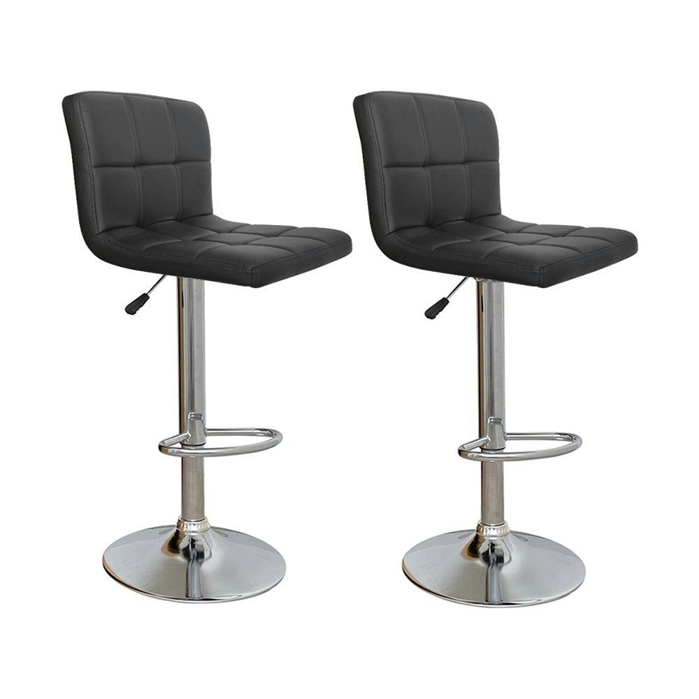 Chotto - Nomu Adjustable Swivel Leather Bar Stools - Black x 2