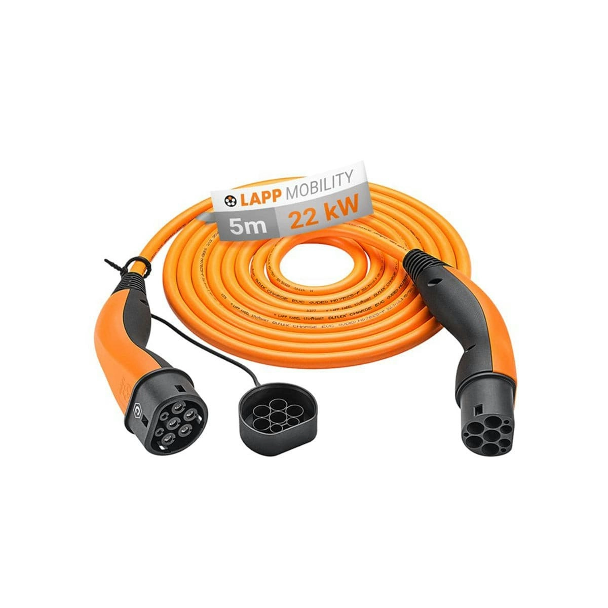 Lapp Self-Retracting 5m Helix Cable 22kW 3P 32A, Type 2 to Type 2 EV/PHEV Charging Cable for Hybrid and Electric Cars - Orange