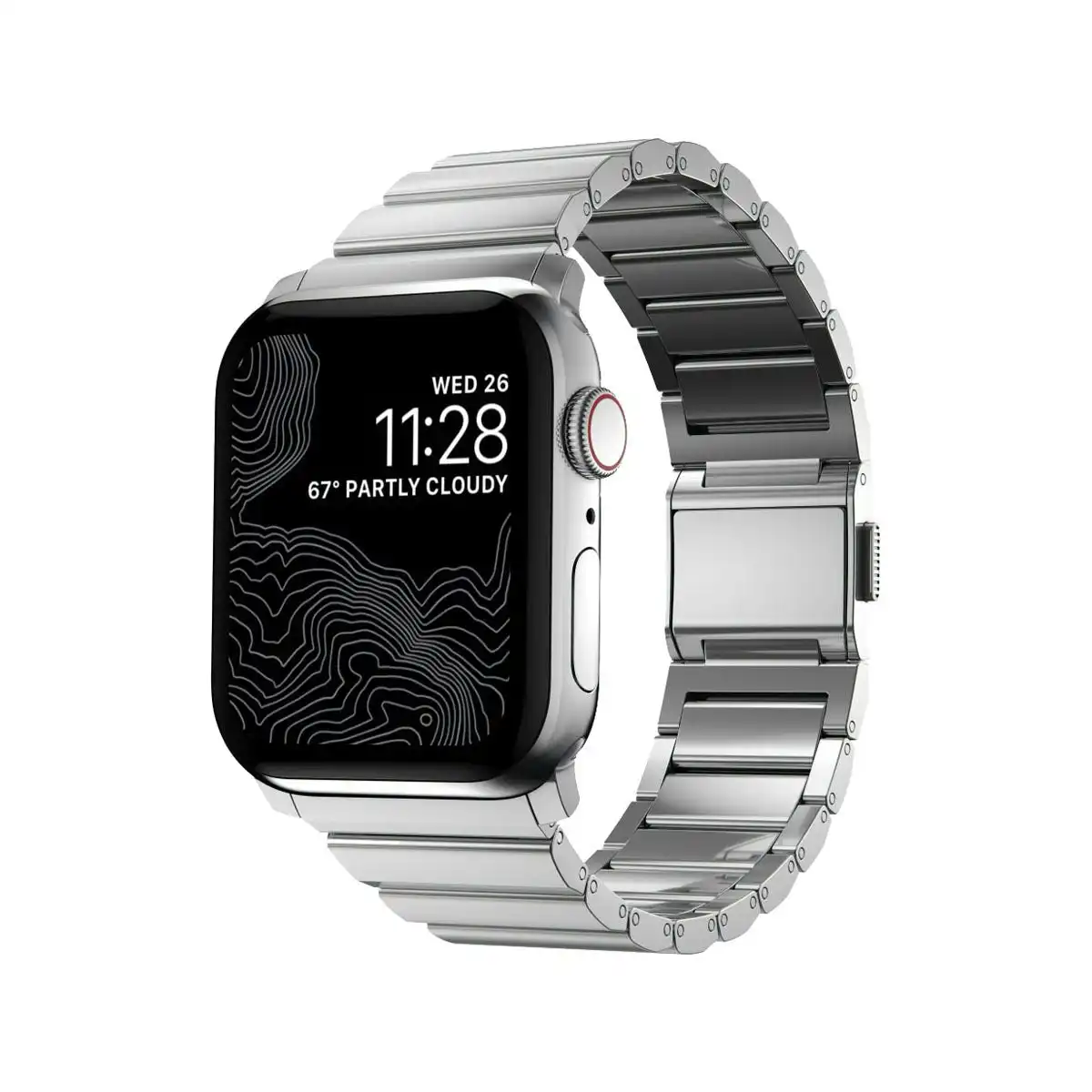Nomad Apple Watch 45mm Steel Band - Silver Hardware