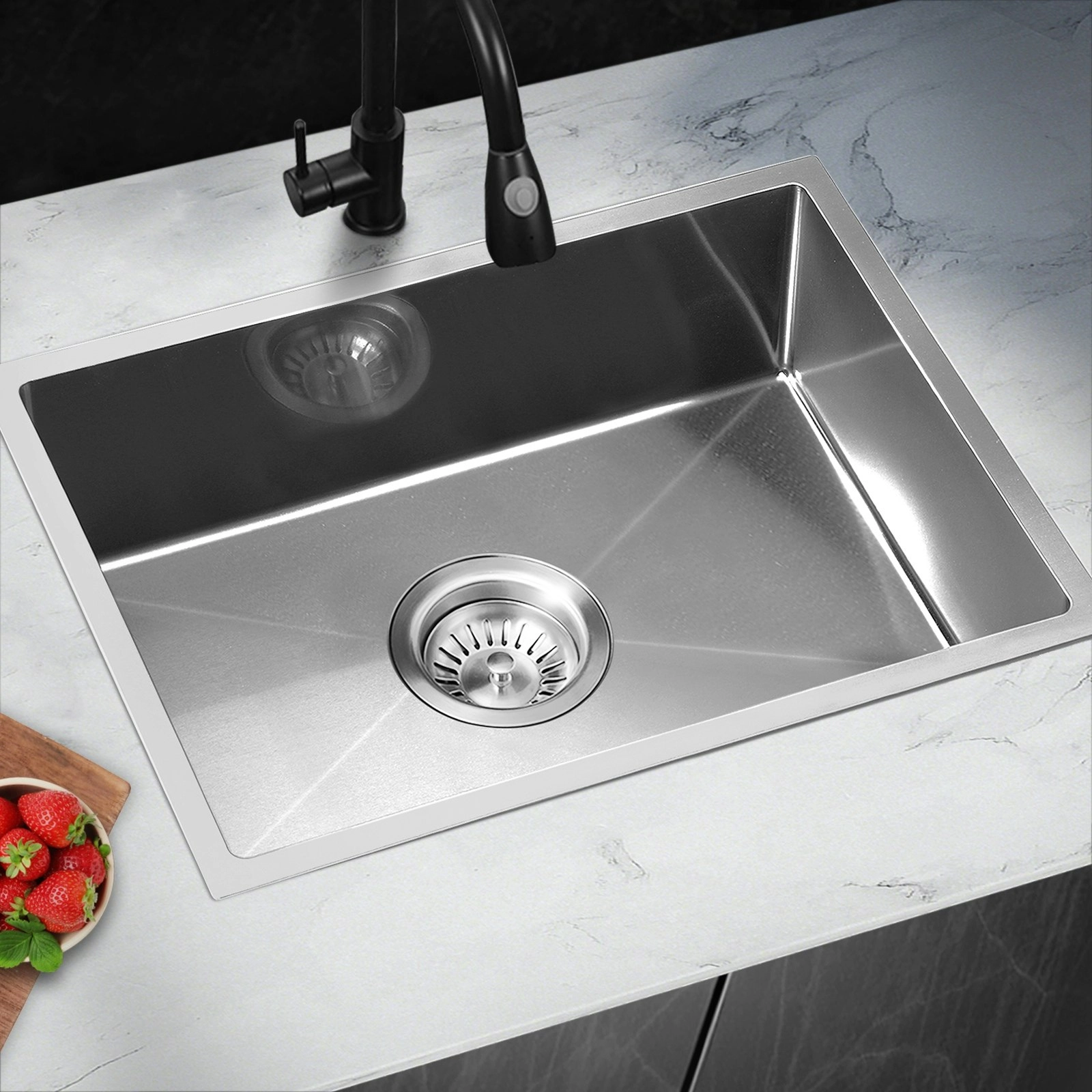 Welba Kitchen Sink 45X30CM Stainless Steel Single Bowl Basin With Waste Silver